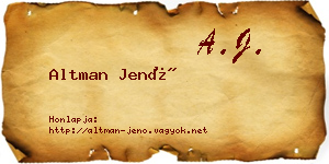 Altman Jenő névjegykártya