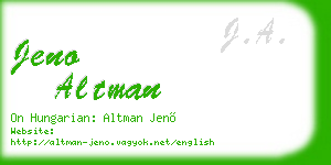 jeno altman business card